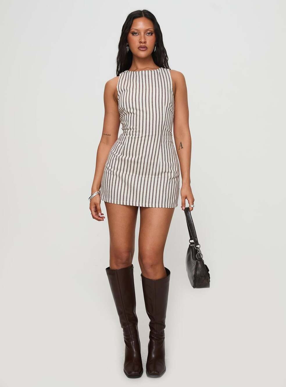 Princess Polly Yumiko Romper Brown Stripe